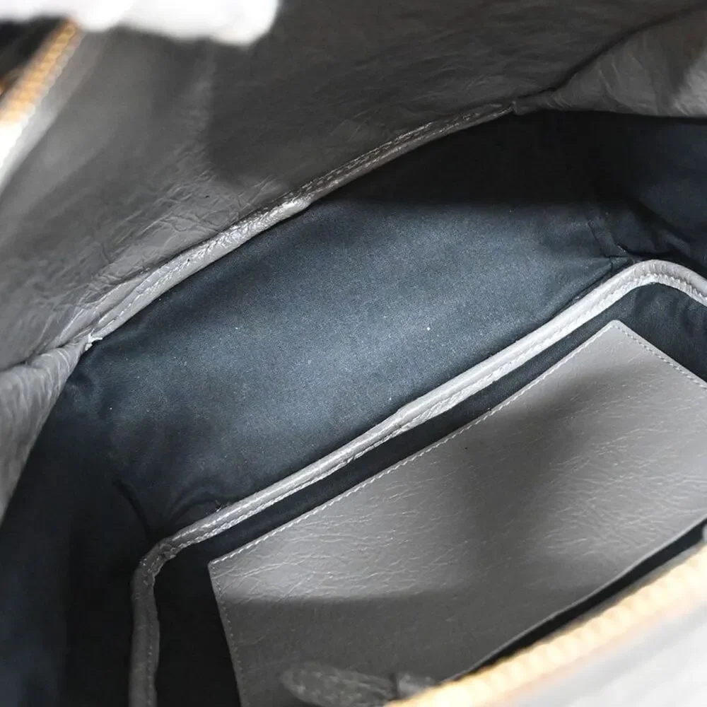 Balenciaga Blanket Square Bag Leather Gray Leather Handbag - Picture 7 of 10